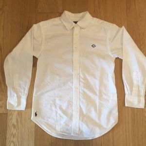 Ralph Lauren long sleeve button down white shirt.